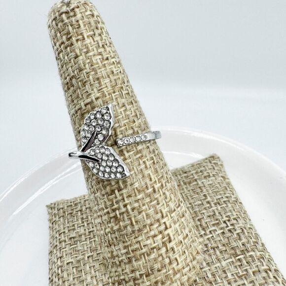 Vintage Whale Dolphin Mermaid Tail Rhinestone Ring Marine-Inspired Glam Retro - Picture 7 of 10